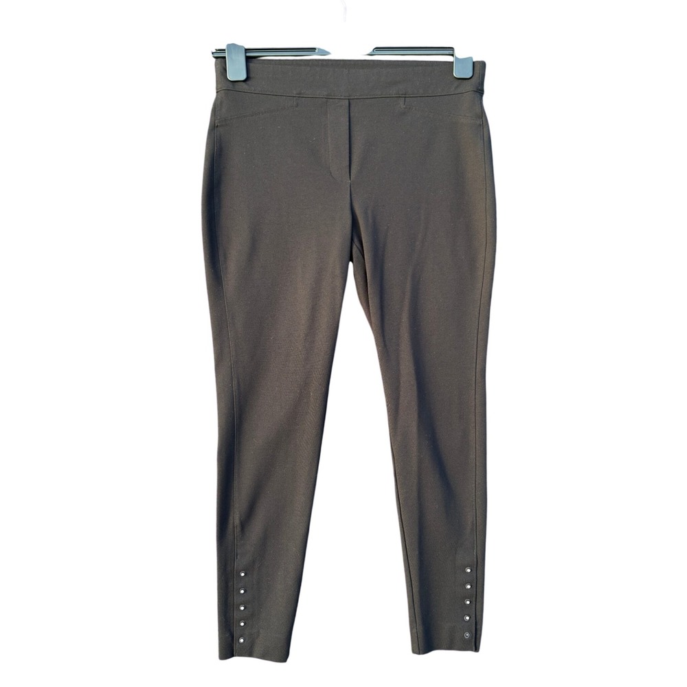 Chicos Pants Women Black Slim Leg Grommet Hem Ankle Trousers Size 1 (US 8-M)